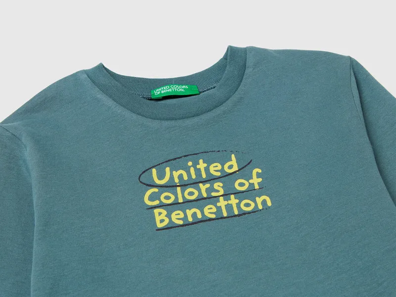 T-Shirt mit Rundhalsausschnitt aus warmer Baumwolle