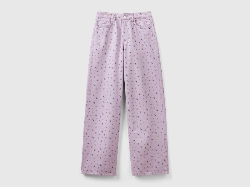 Weite Hose mit Blumendruck