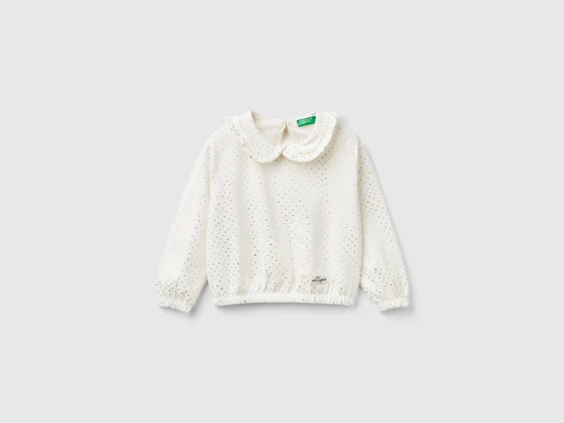 Sweater mit Kragen und laminiertem Druck
