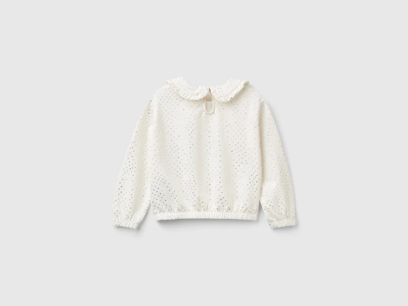 Sweater mit Kragen und laminiertem Druck
