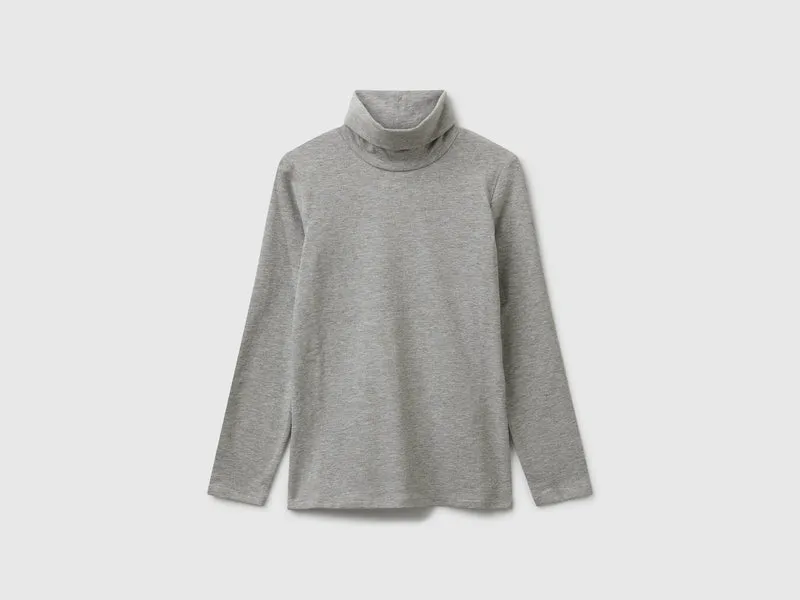 Stretch-T-Shirt mit hohem Halsausschnitt