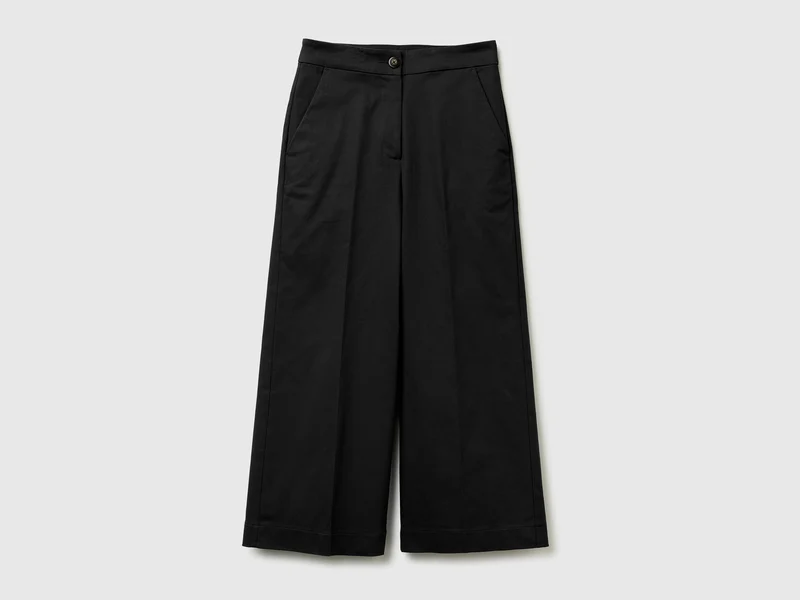 Hose mit weitem Bein und hoher Taille