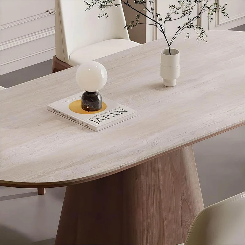 Charles Travertine Dining Table - Elegant Natural Stone Table