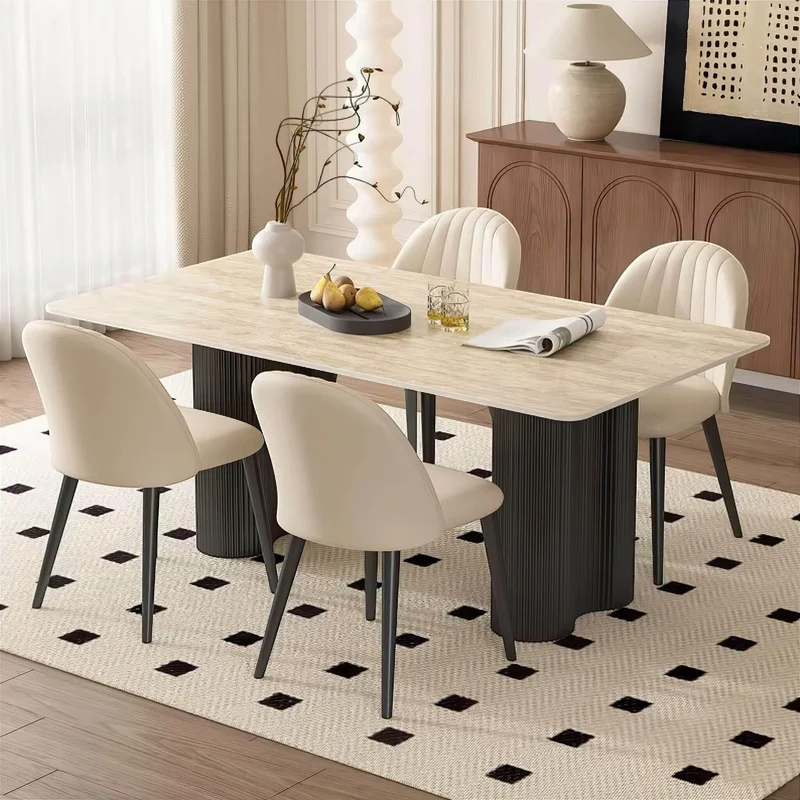 Travertine Dining Table - Elegant Natural Stone Dining Furniture