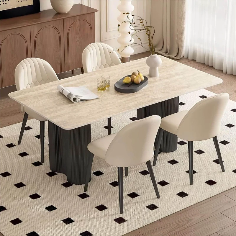Travertine Dining Table - Elegant Natural Stone Dining Furniture
