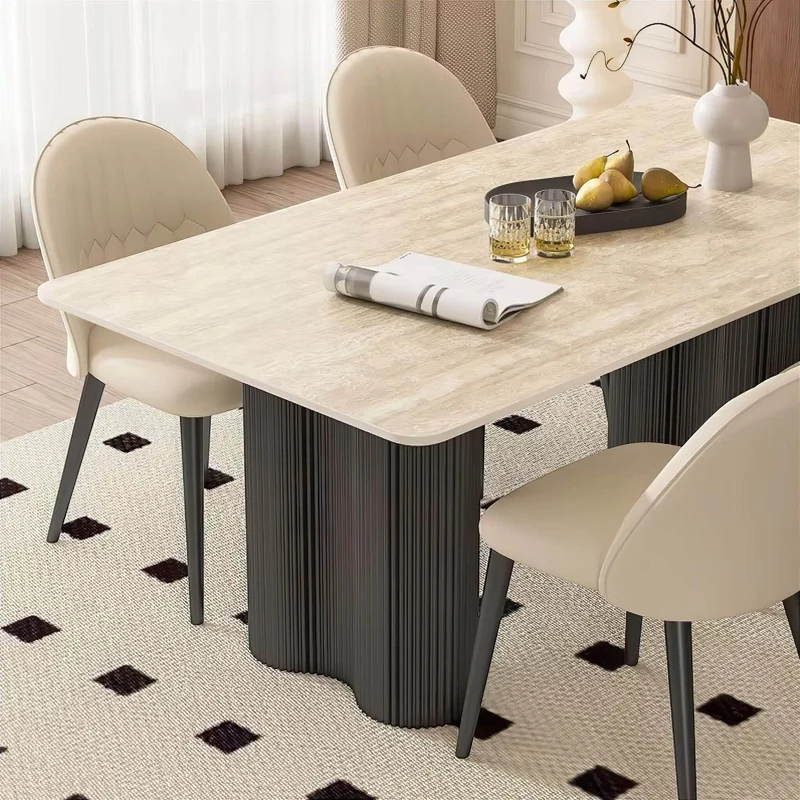 Travertine Dining Table - Elegant Natural Stone Dining Furniture