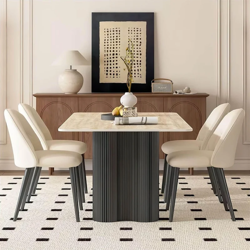 Travertine Dining Table - Elegant Natural Stone Dining Furniture