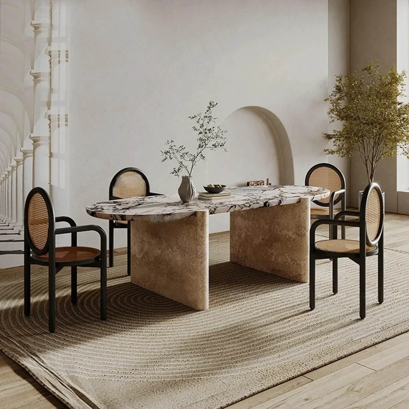 Modern Stone Finish Dining Table - Elena Stone Dining Furniture