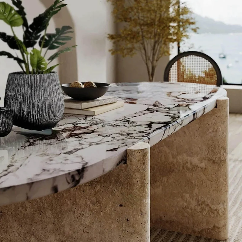Modern Stone Finish Dining Table - Elena Stone Dining Furniture