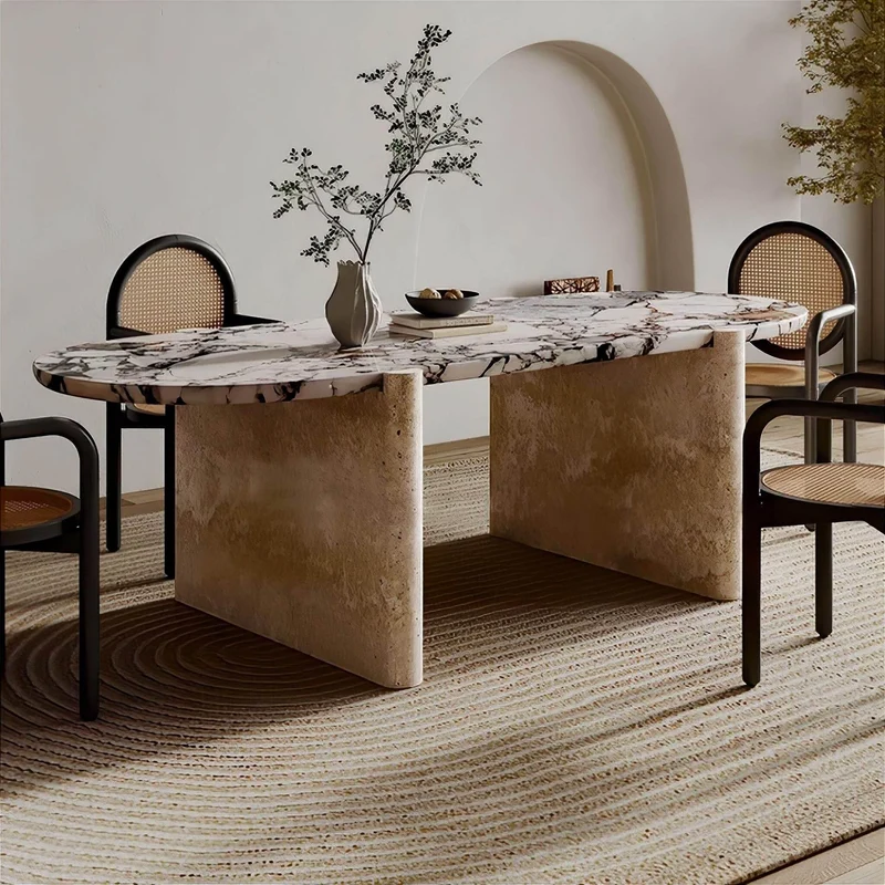 Modern Stone Finish Dining Table - Elena Stone Dining Furniture
