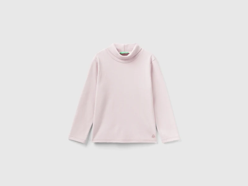 T-Shirt aus warmer Bio-Baumwolle mit Rollkragen