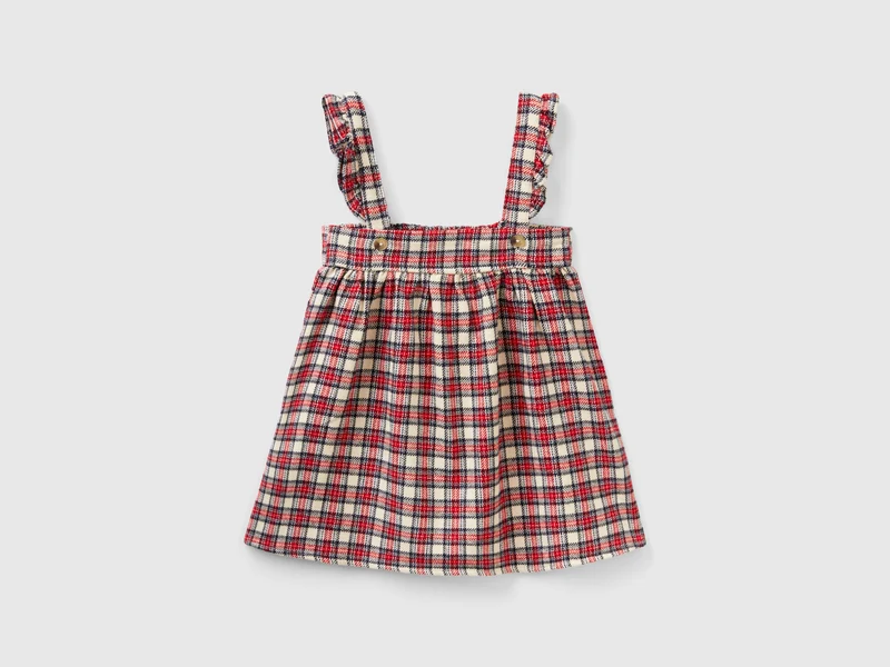 Kariertes Kleid mit Rüschen