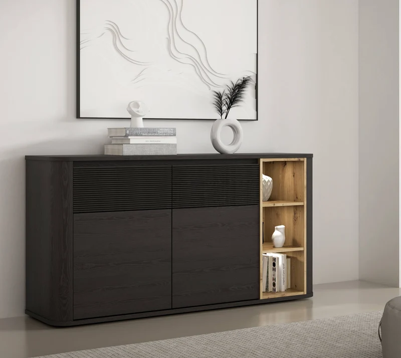 Sideboard BREATHTAKER 2 Türen 2 Schubladen in drei Farben, von Forte