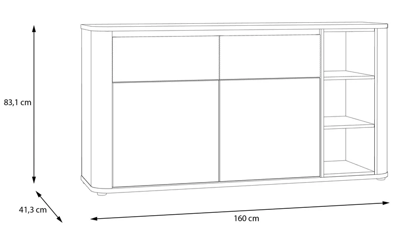 Sideboard BREATHTAKER 2 Türen 2 Schubladen in drei Farben, von Forte