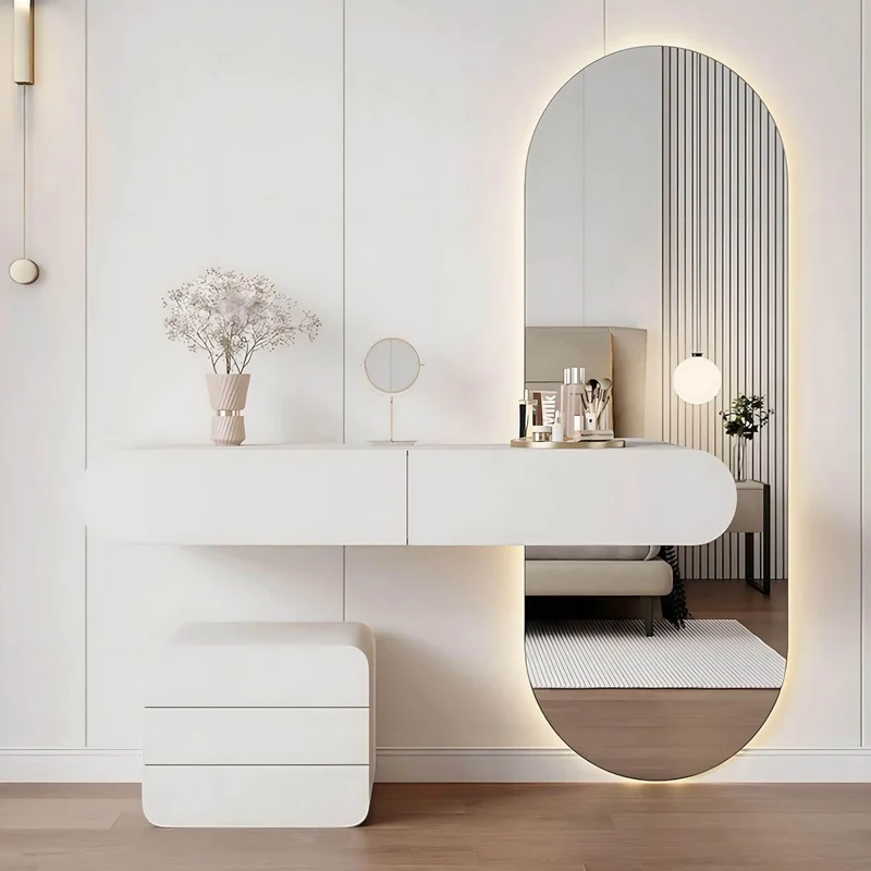 Elegant Vanity Makeup Table Set - Delinda Dressing Table with Stool