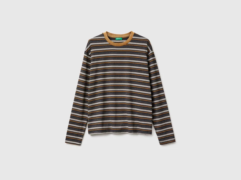 Gestreiftes T-Shirt mit Lurexkragen