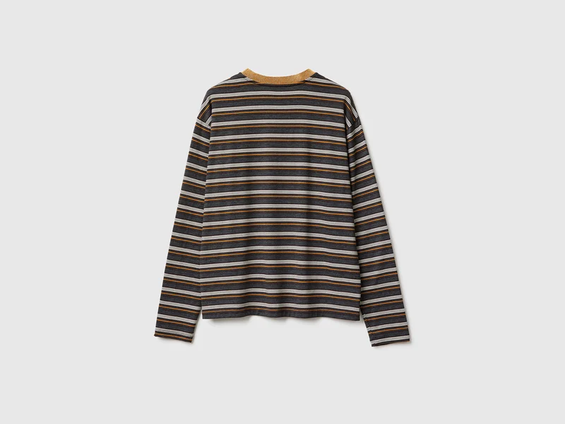 Gestreiftes T-Shirt mit Lurexkragen