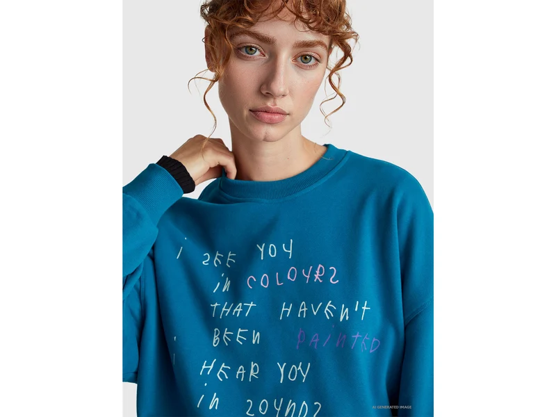 Blaugrünes Sweatshirt mit Coco Capitán-Stickerei