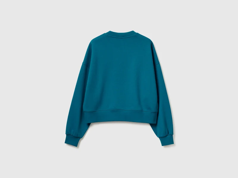 Blaugrünes Sweatshirt mit Coco Capitán-Stickerei