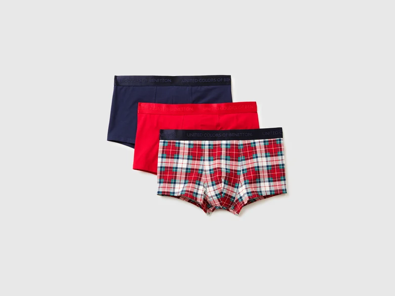 Drei Weihnachtsboxershorts aus Stretch-Baumwolle