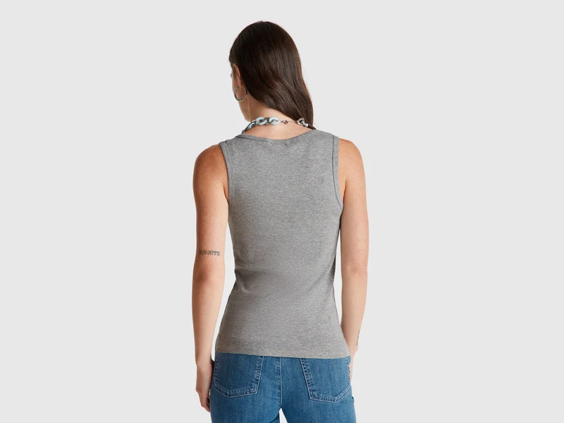 Grau meliertes Tanktop aus reiner Baumwolle