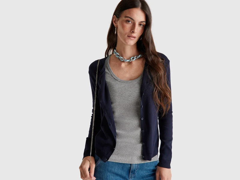 Grau meliertes Tanktop aus reiner Baumwolle