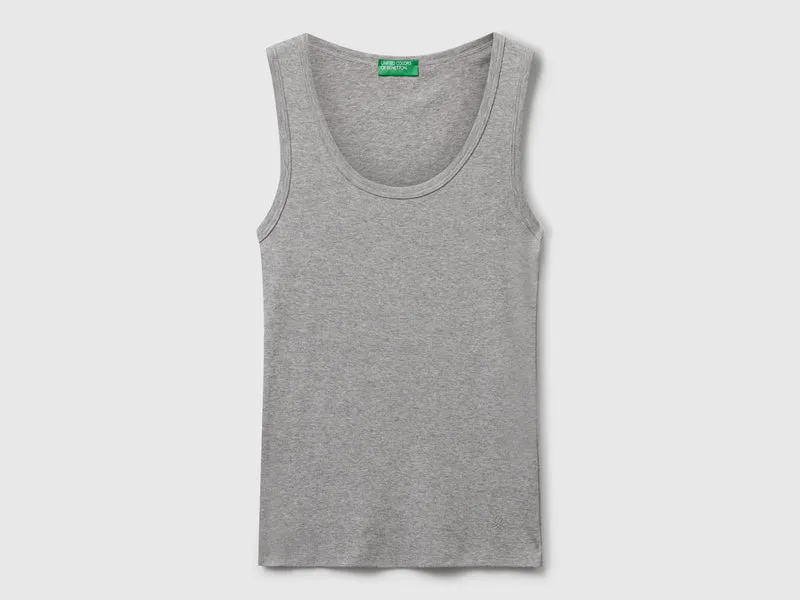 Grau meliertes Tanktop aus reiner Baumwolle