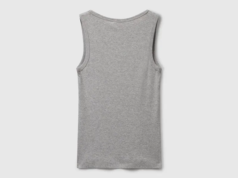 Grau meliertes Tanktop aus reiner Baumwolle