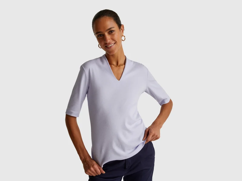 Slim Fit T-Shirt aus langfaseriger Baumwolle