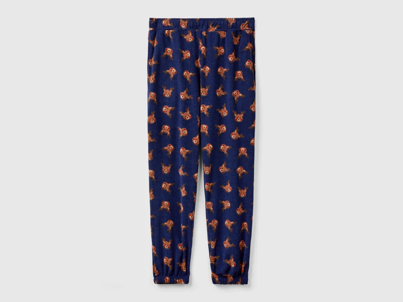 Fleecehose mit Rentier-Print