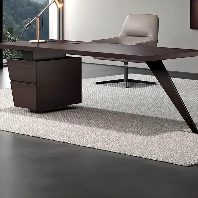 Stylish Oak Office Desk - Elegant Wooden Workstation