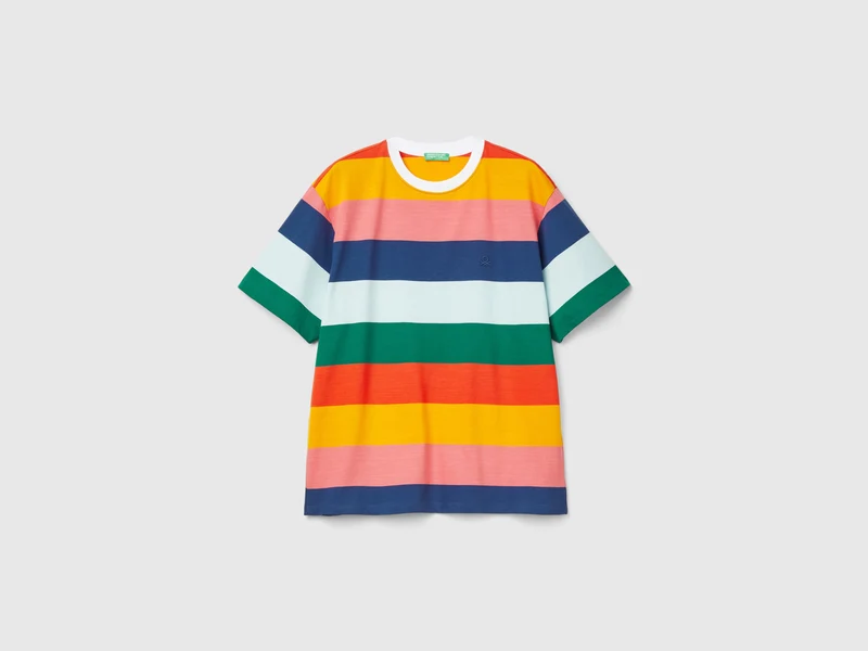 Mehrfarbig gestreiftes T-Shirt over fit