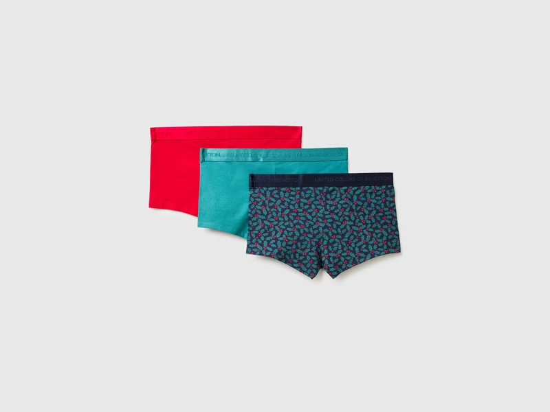 Drei Weihnachtsboxershorts aus Stretch-Baumwolle