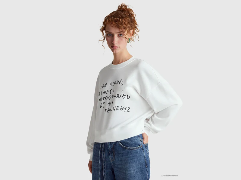 Weißes Sweatshirt mit Coco Capitán-Stickerei