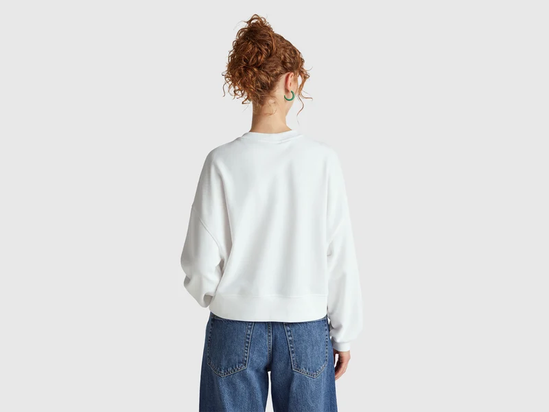 Weißes Sweatshirt mit Coco Capitán-Stickerei