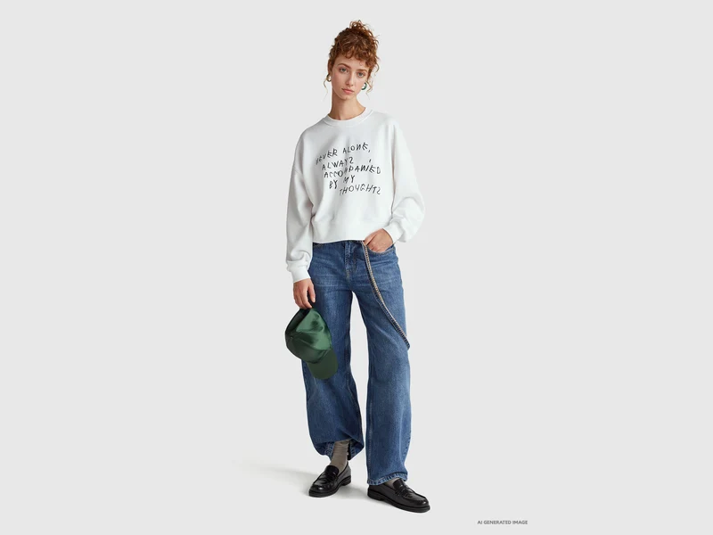 Weißes Sweatshirt mit Coco Capitán-Stickerei