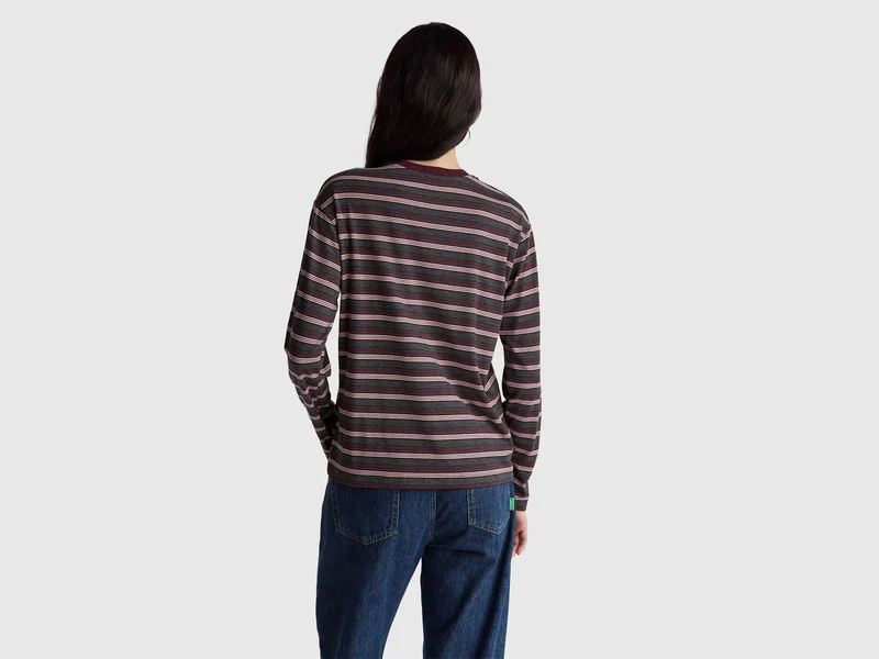 Gestreiftes T-Shirt mit Lurexkragen