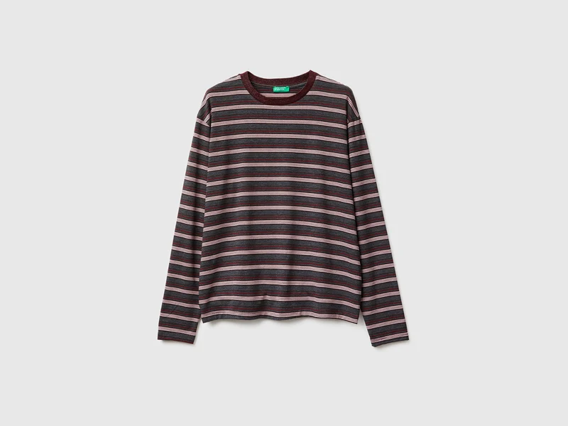 Gestreiftes T-Shirt mit Lurexkragen