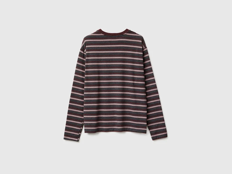 Gestreiftes T-Shirt mit Lurexkragen