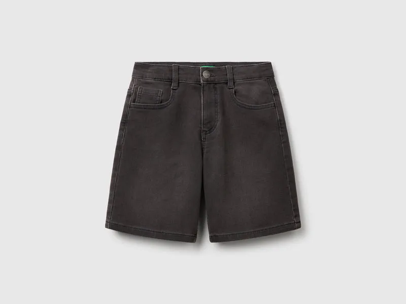 Stretch denim Bermuda shorts