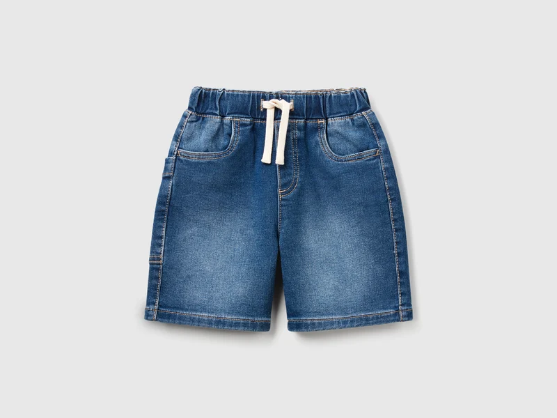 Stretch denim Bermuda shorts