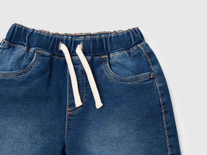 Stretch denim Bermuda shorts