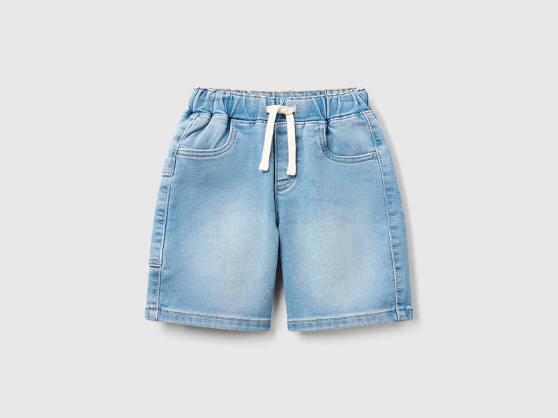 Stretch denim Bermuda shorts