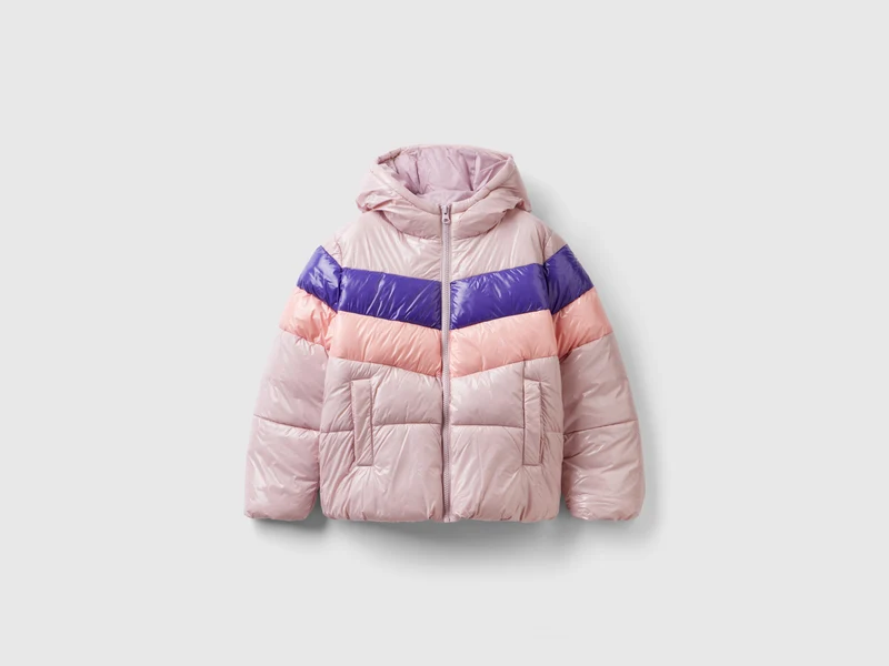 Wattierter Anorak mit Farbblöcken
