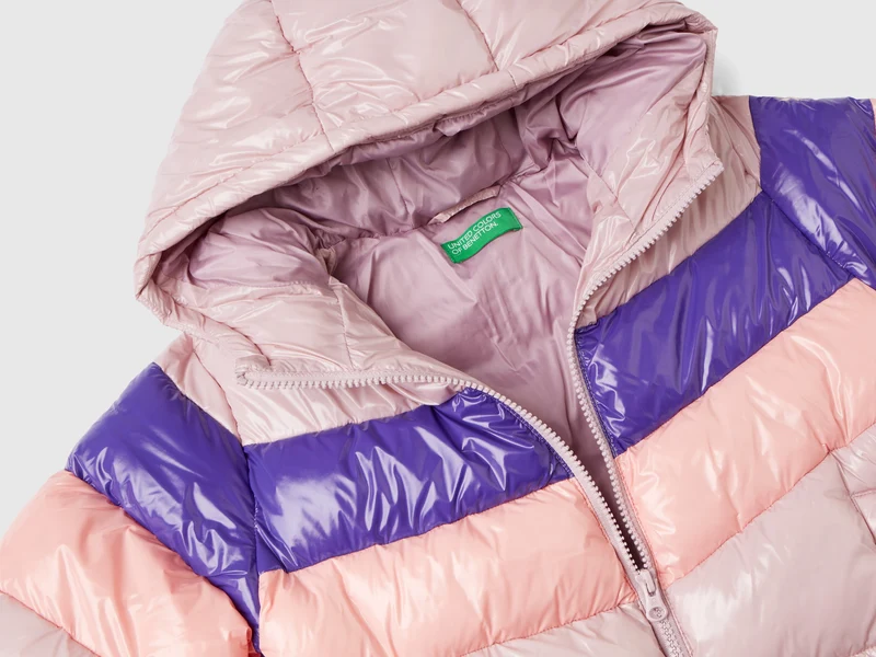 Wattierter Anorak mit Farbblöcken