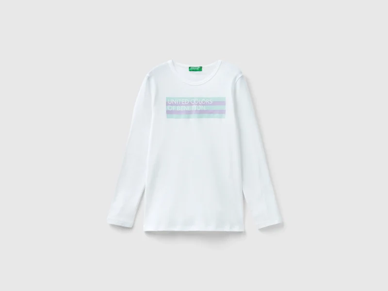 Langärmeliges T-Shirt mit Glitterdruck