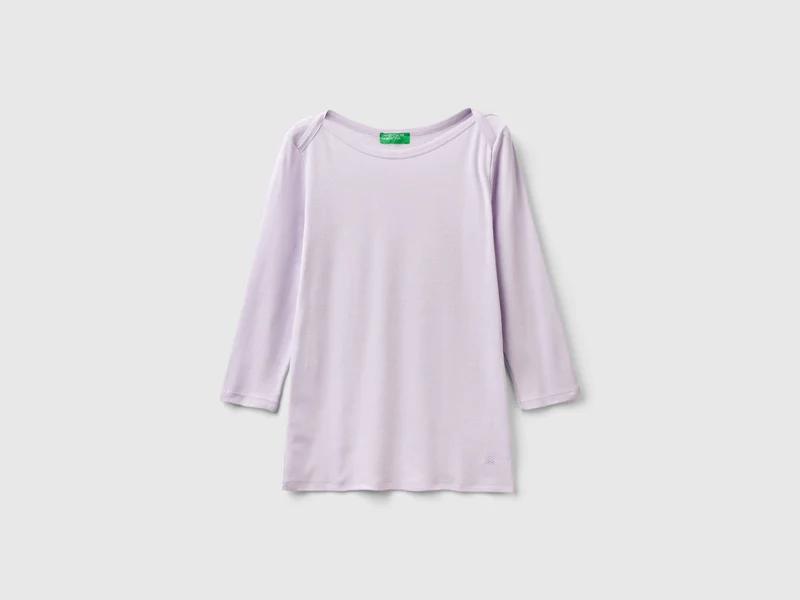 T-Shirt mit U-Bootausschnitt aus 100% Baumwolle