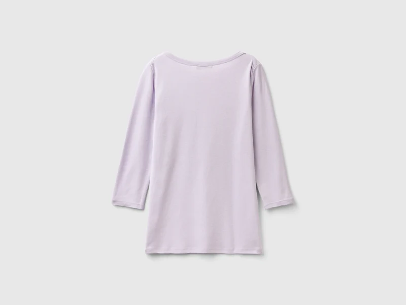 T-Shirt mit U-Bootausschnitt aus 100% Baumwolle
