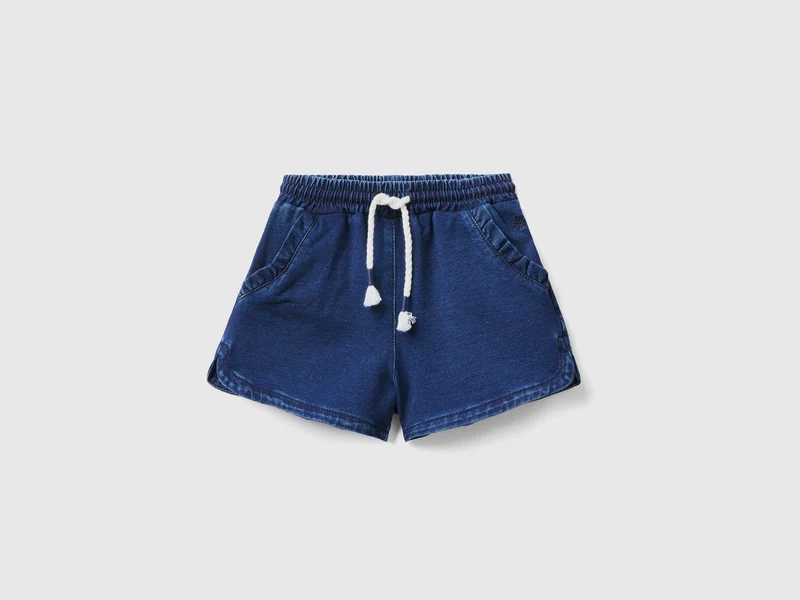 Bermudas aus Sweatstoff mit Denim-Effekt