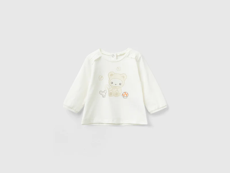 T-Shirt aus warmer Baumwolle mit Rüschen
